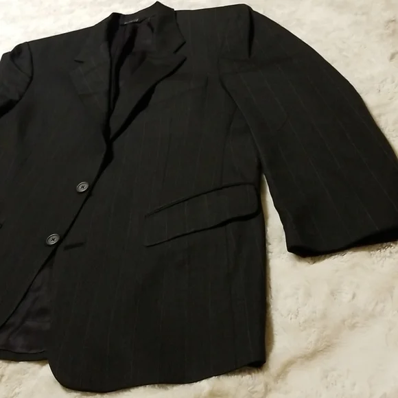 Burberry Blazer Jacket Mens 42 Wool Black Striped Vintage